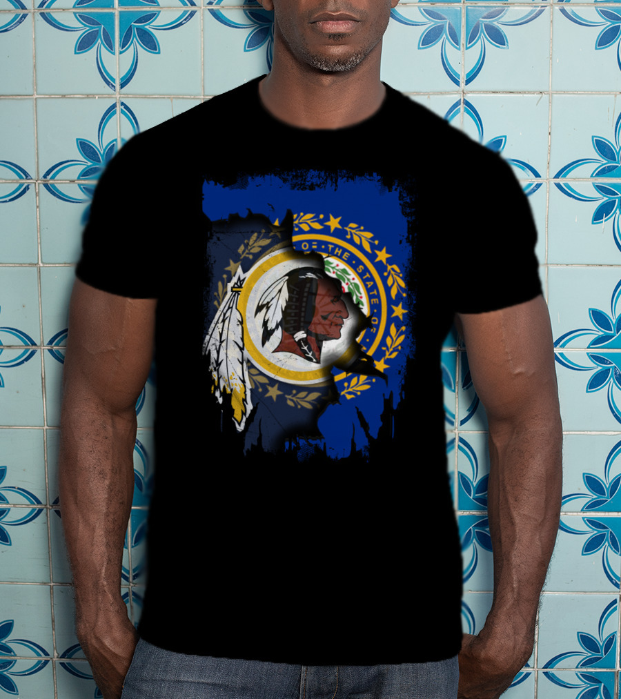 New Hampshire State Seal Blended With Historical Redskins T-Shirt
