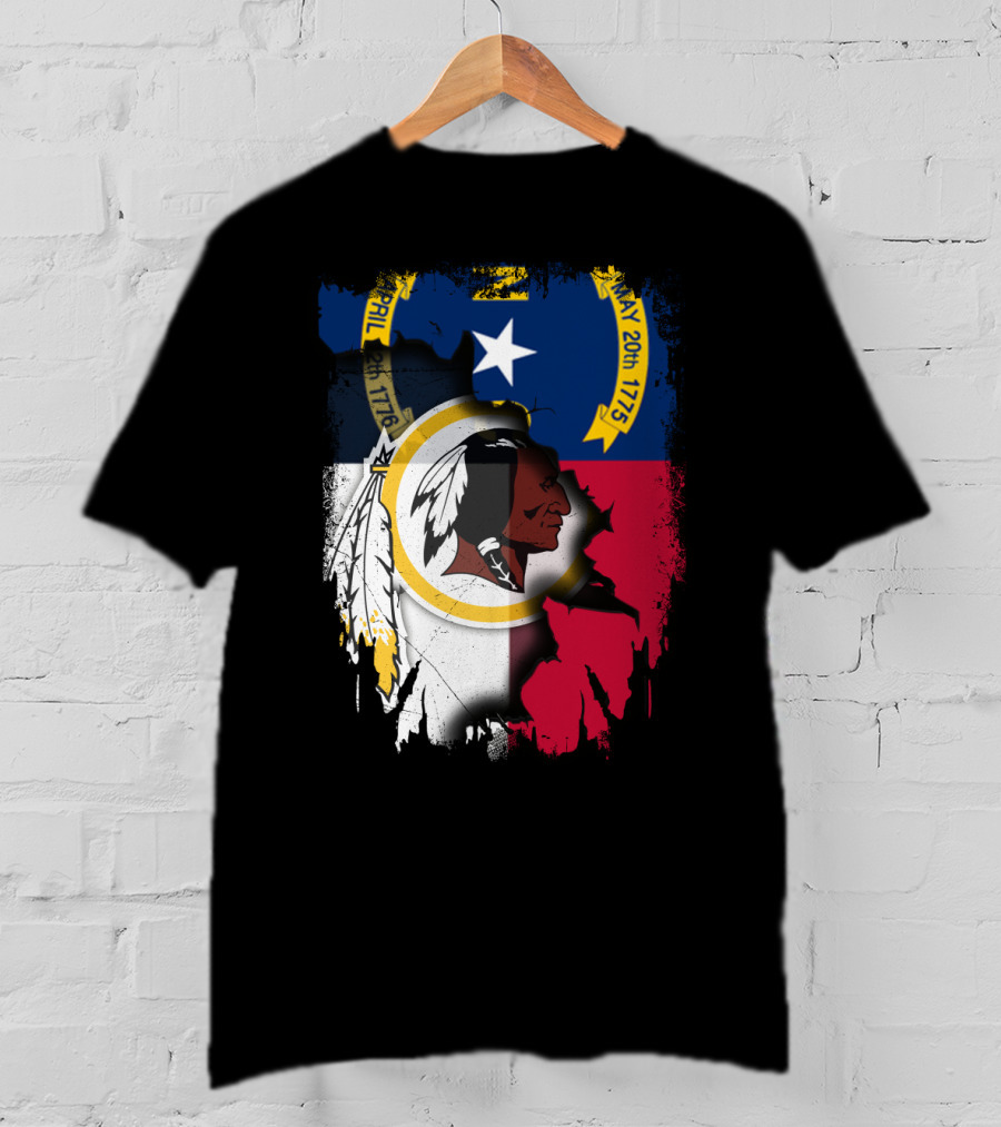 North Carolina State Flag Combined With Redskins T-Shirt