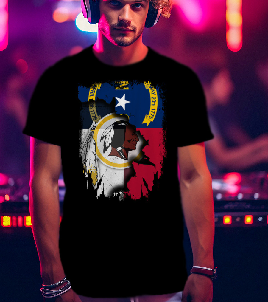 North Carolina State Flag Combined With Redskins T-Shirt