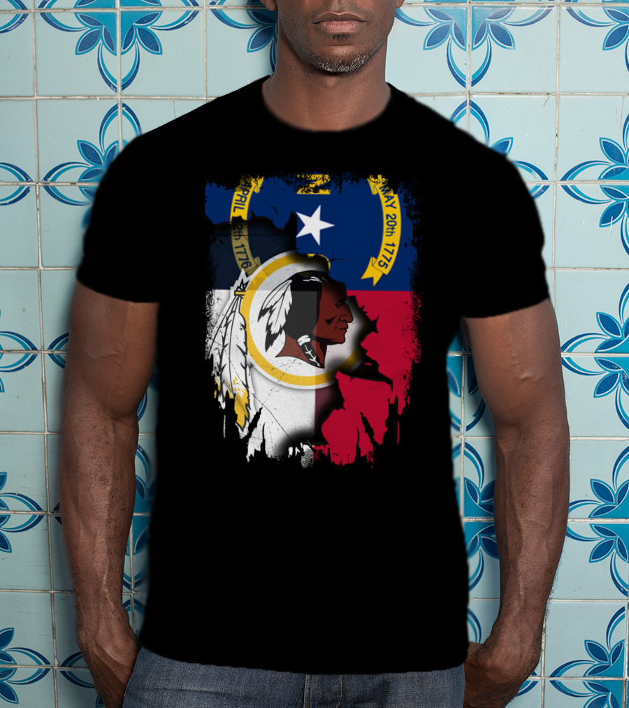 North Carolina State Flag Combined With Redskins T-Shirt