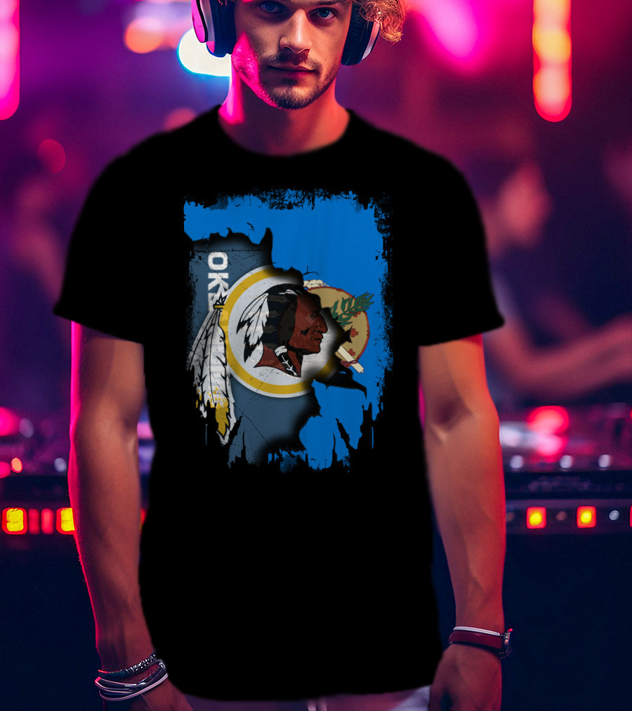Oklahoma With Redskins Logo And Flag Elements T-Shirt