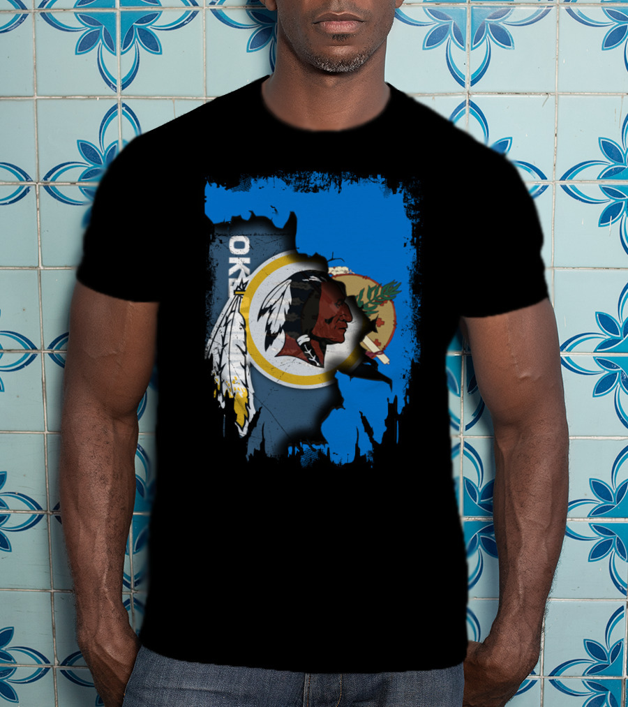 Oklahoma With Redskins Logo And Flag Elements T-Shirt