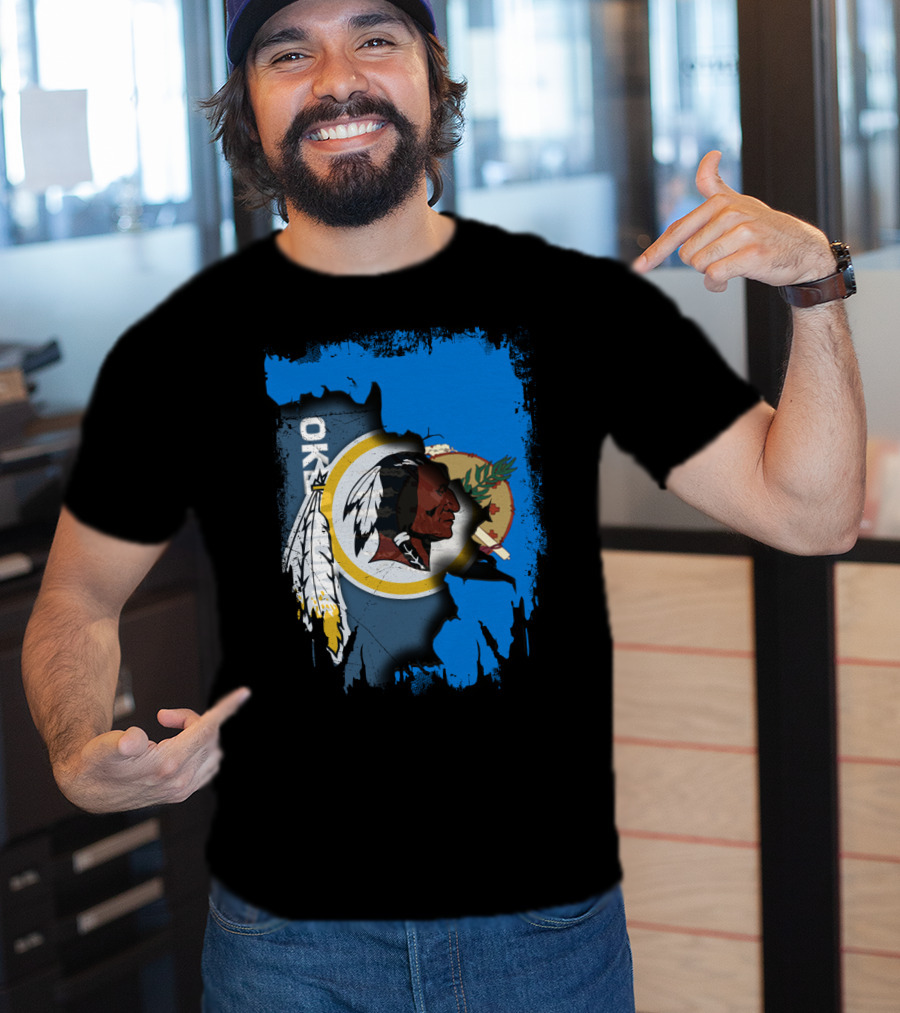 Oklahoma With Redskins Logo And Flag Elements T-Shirt