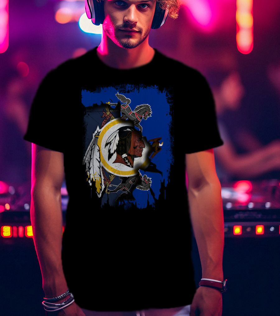 Together Pennsylvania Washington Redskins Logo With Two Black Knights Lions T-Shirt
