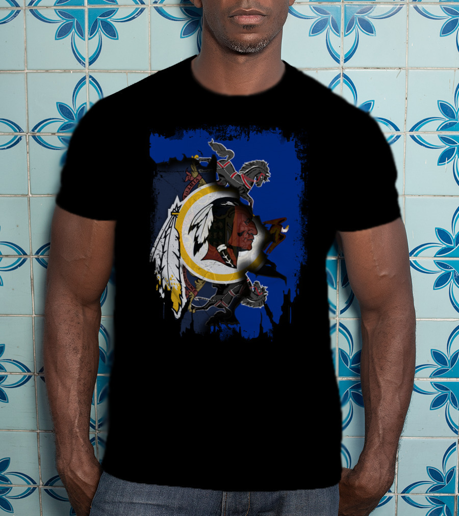 Together Pennsylvania Washington Redskins Logo With Two Black Knights Lions T-Shirt