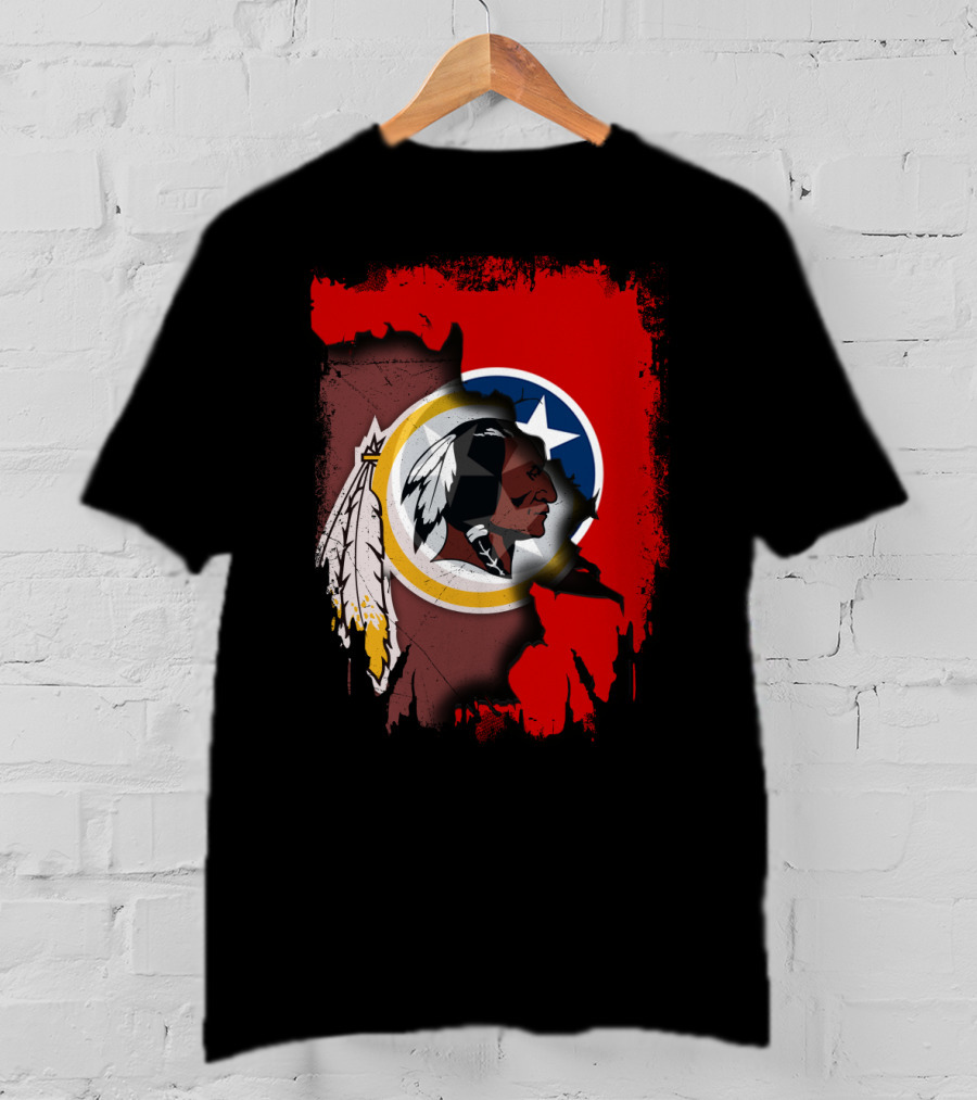 Tennessee Flag Overlay With Redskins Logo T-Shirt