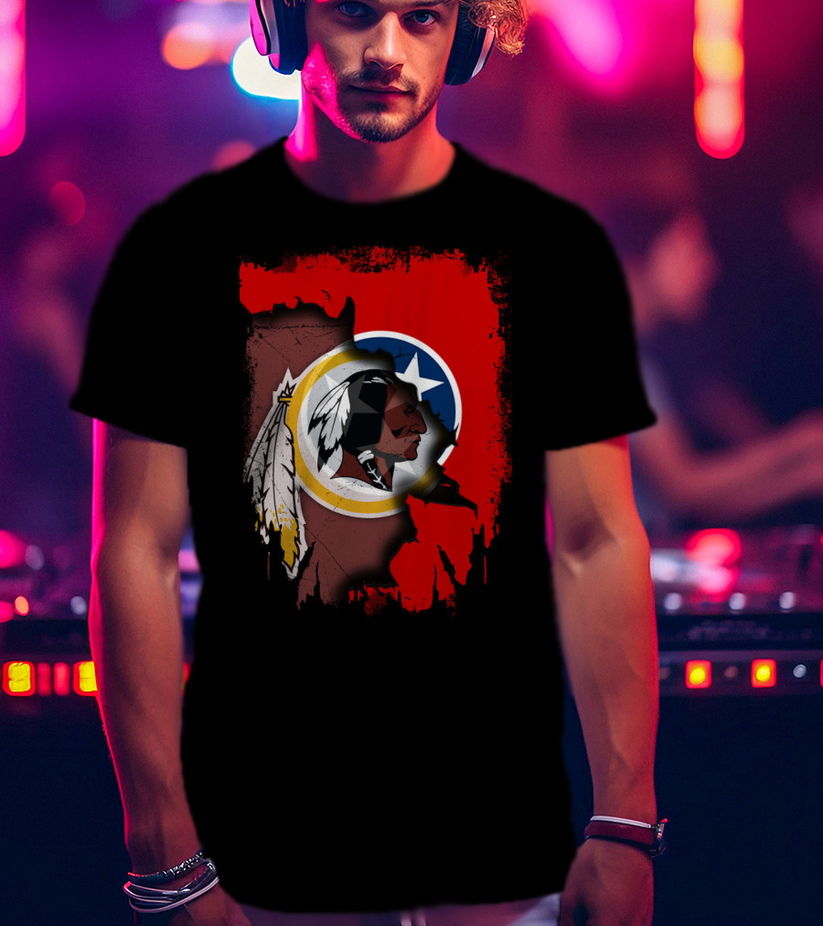 Tennessee Flag Overlay With Redskins Logo T-Shirt