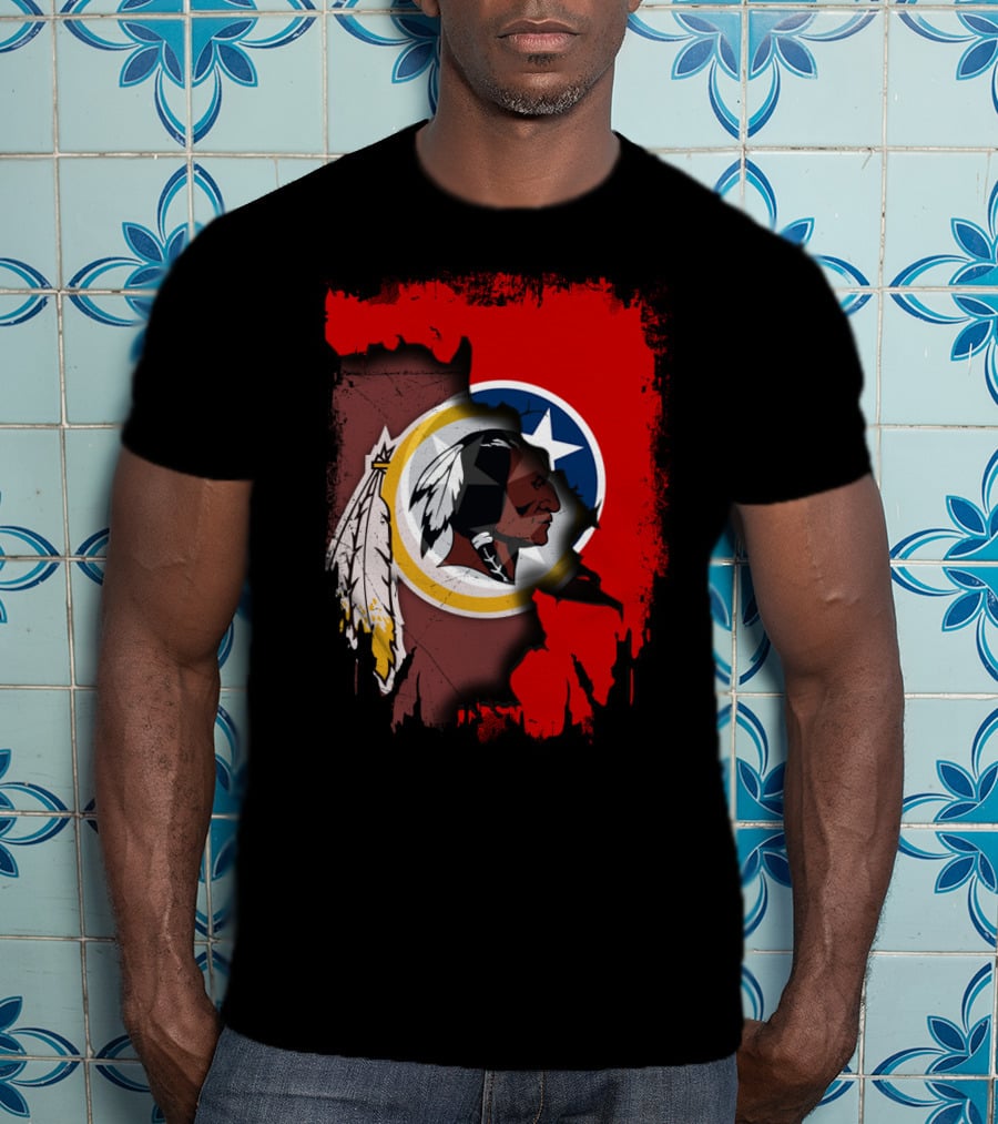 Tennessee Flag Overlay With Redskins Logo T-Shirt
