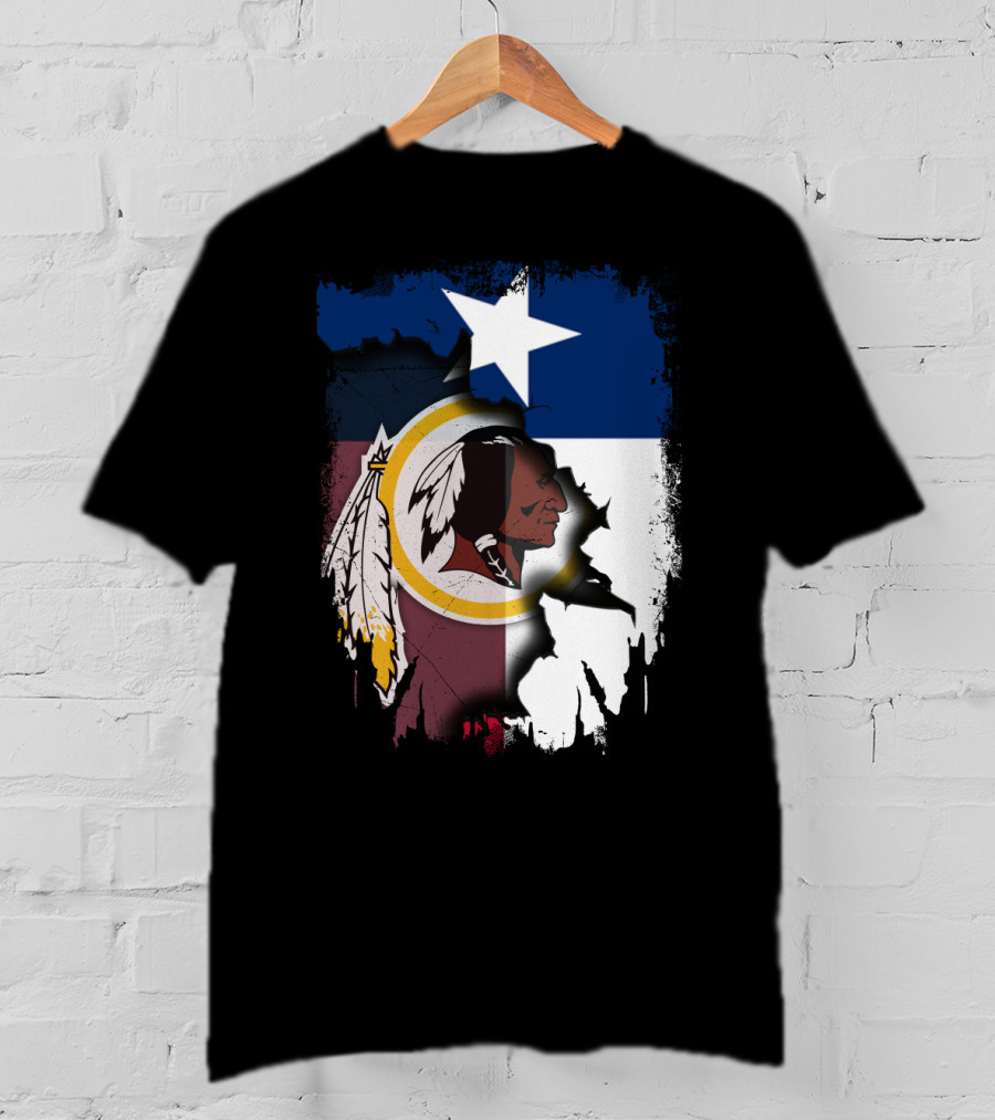 Texas Flag And Washington Redskins Logo United T-Shirt