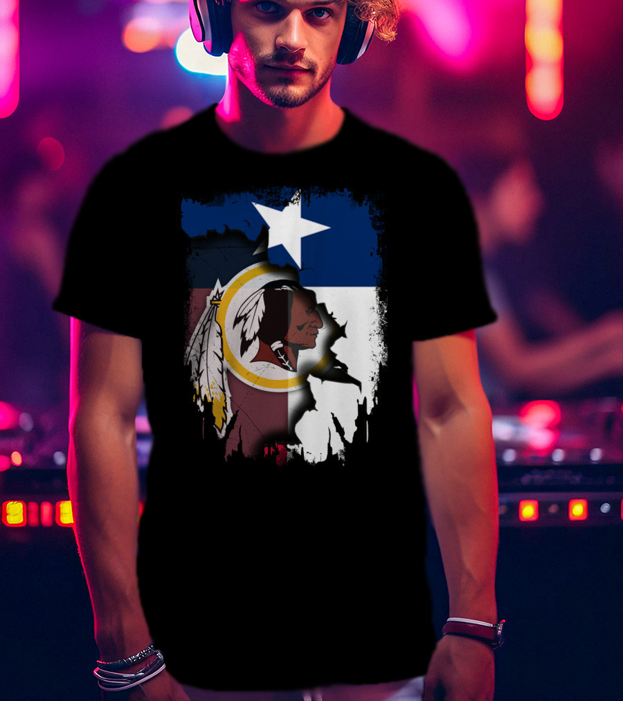 Texas Flag And Washington Redskins Logo United T-Shirt