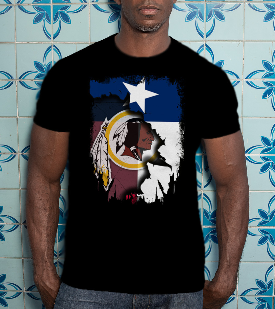 Texas Flag And Washington Redskins Logo United T-Shirt