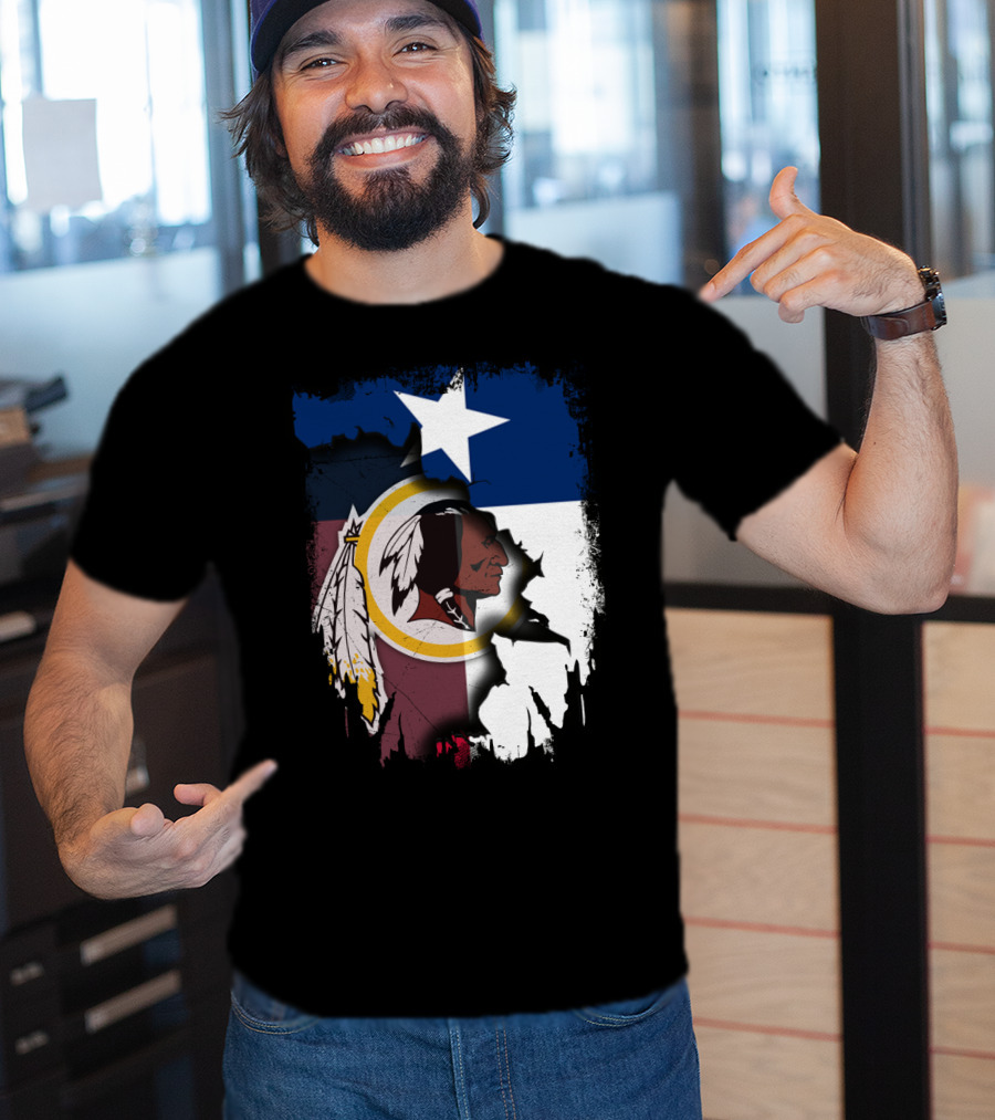 Texas Flag And Washington Redskins Logo United T-Shirt