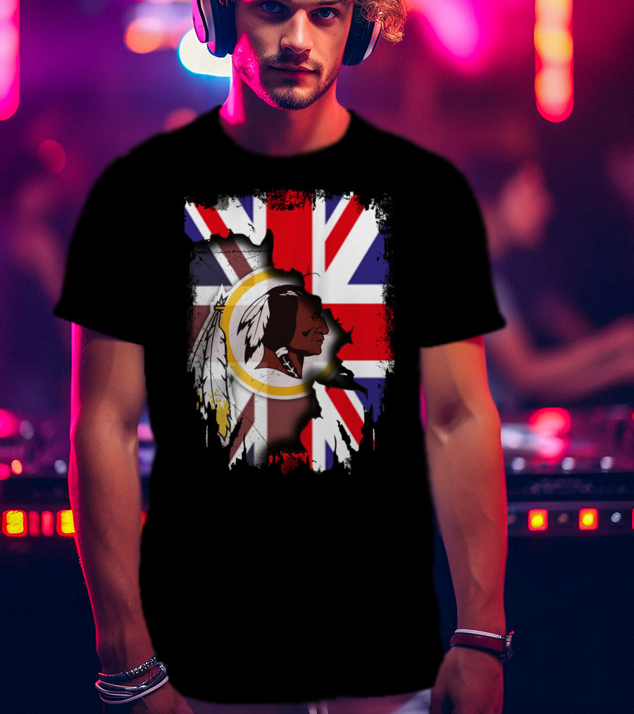 United Kingdom Union Jack With Washington Redskins T-Shirt
