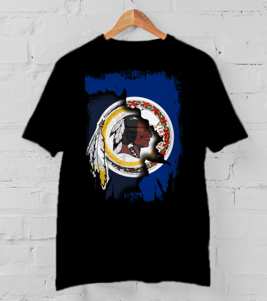 Together Virginia With Redskins Washington Football Team Logo And Virginia State Flag T-Shirt