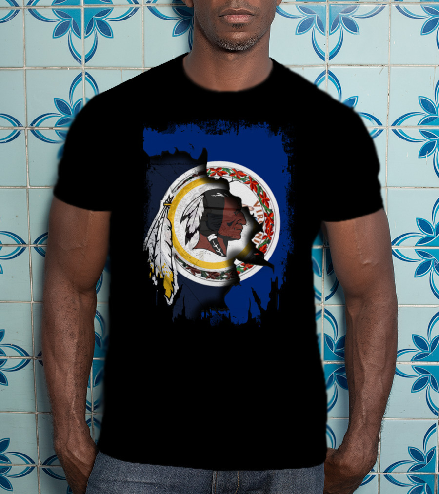 Together Virginia With Redskins Washington Football Team Logo And Virginia State Flag T-Shirt