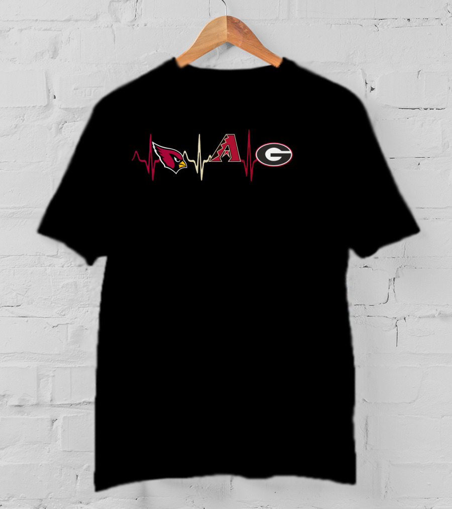 Love Cardinals Diamondbacks Georgia Bulldogs Heartbeat T-Shirt
