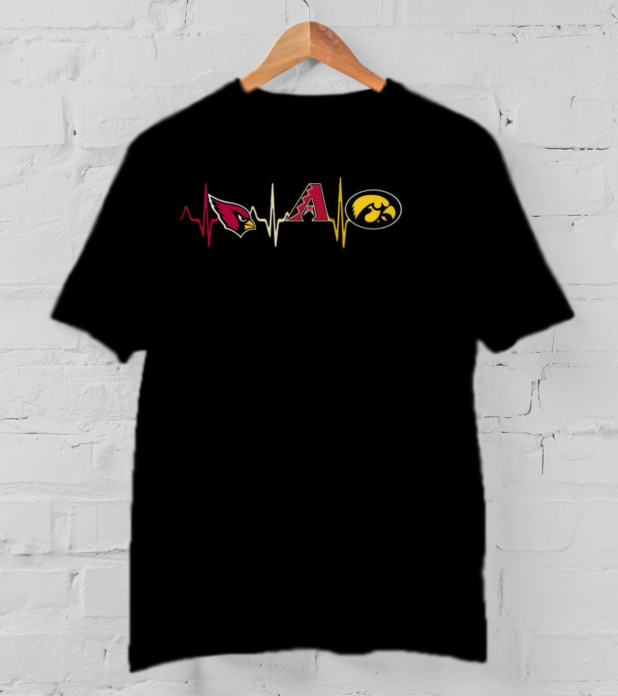 Cardinals Diamondbacks Hawkeyes Heartbeat Logos T-Shirt