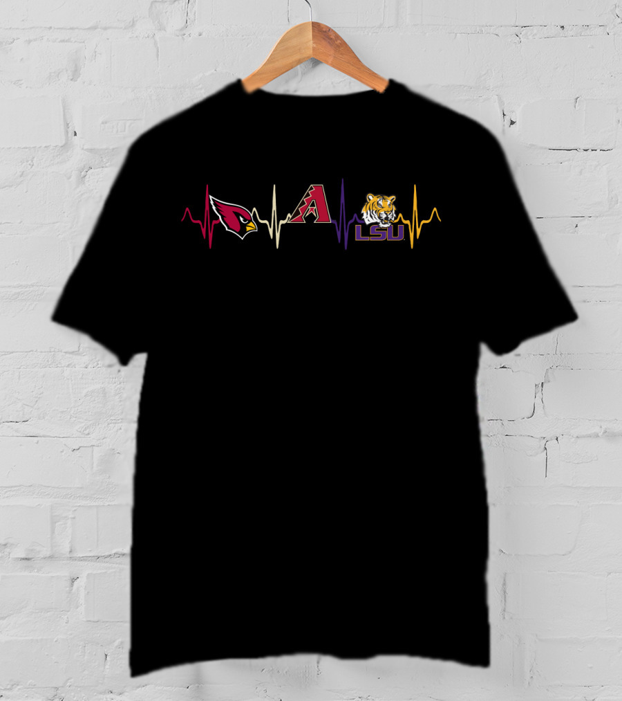 Cardinals Diamondbacks Lsu Tigers Heartbeat T-Shirt