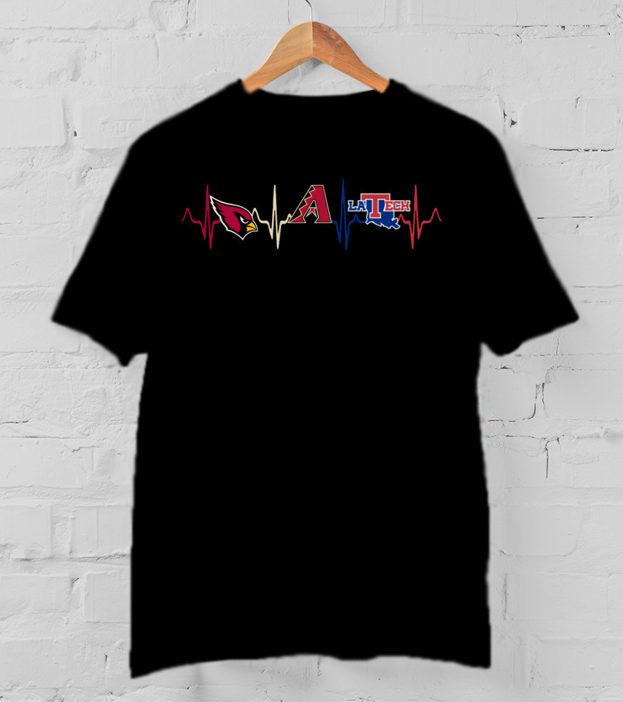 Cardinals Diamondbacks La Tech Heartbeat Logos T-Shirt