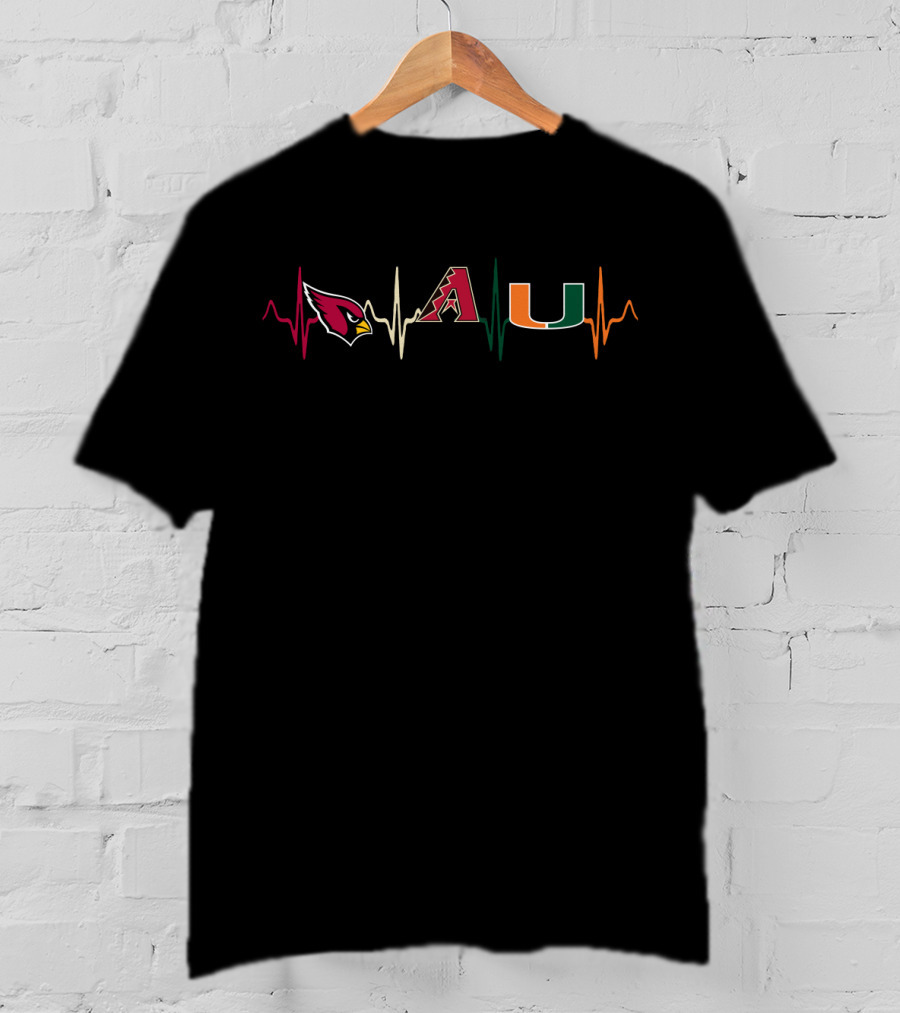 Love Cardinals Diamondbacks Heartbeat U Miami T-Shirt