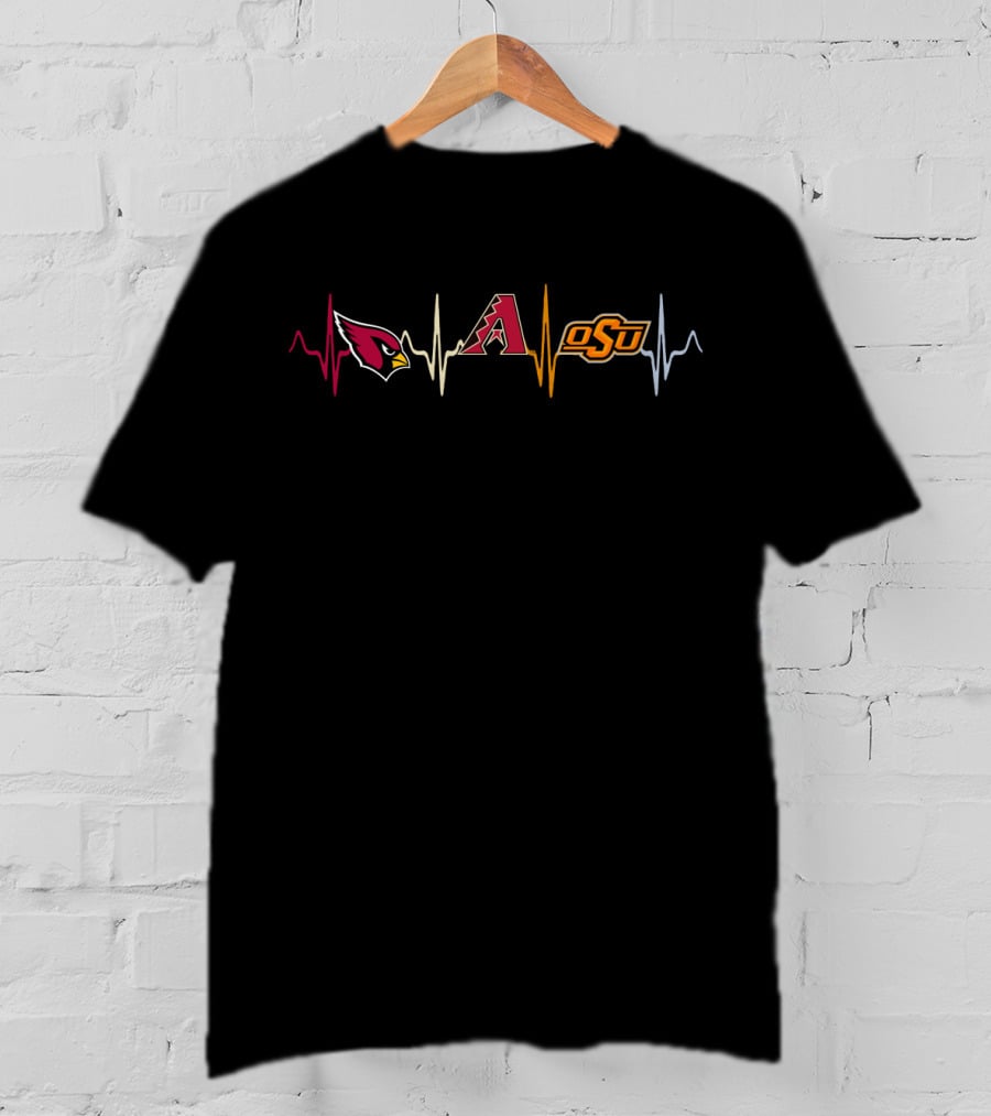 Arizona Cardinals Diamondbacks Oklahoma State Osu Heartbeat T-Shirt