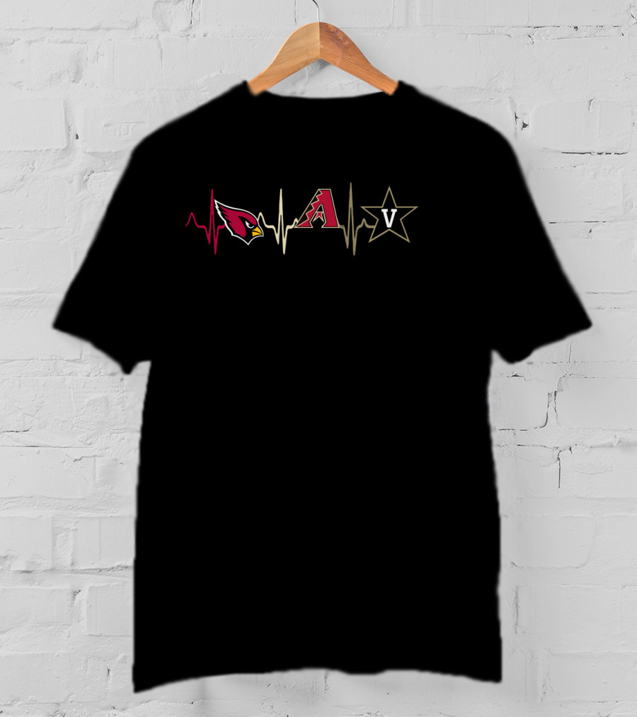 Cardinals Diamondbacks Vanderbilt Logo Heartbeat T-Shirt