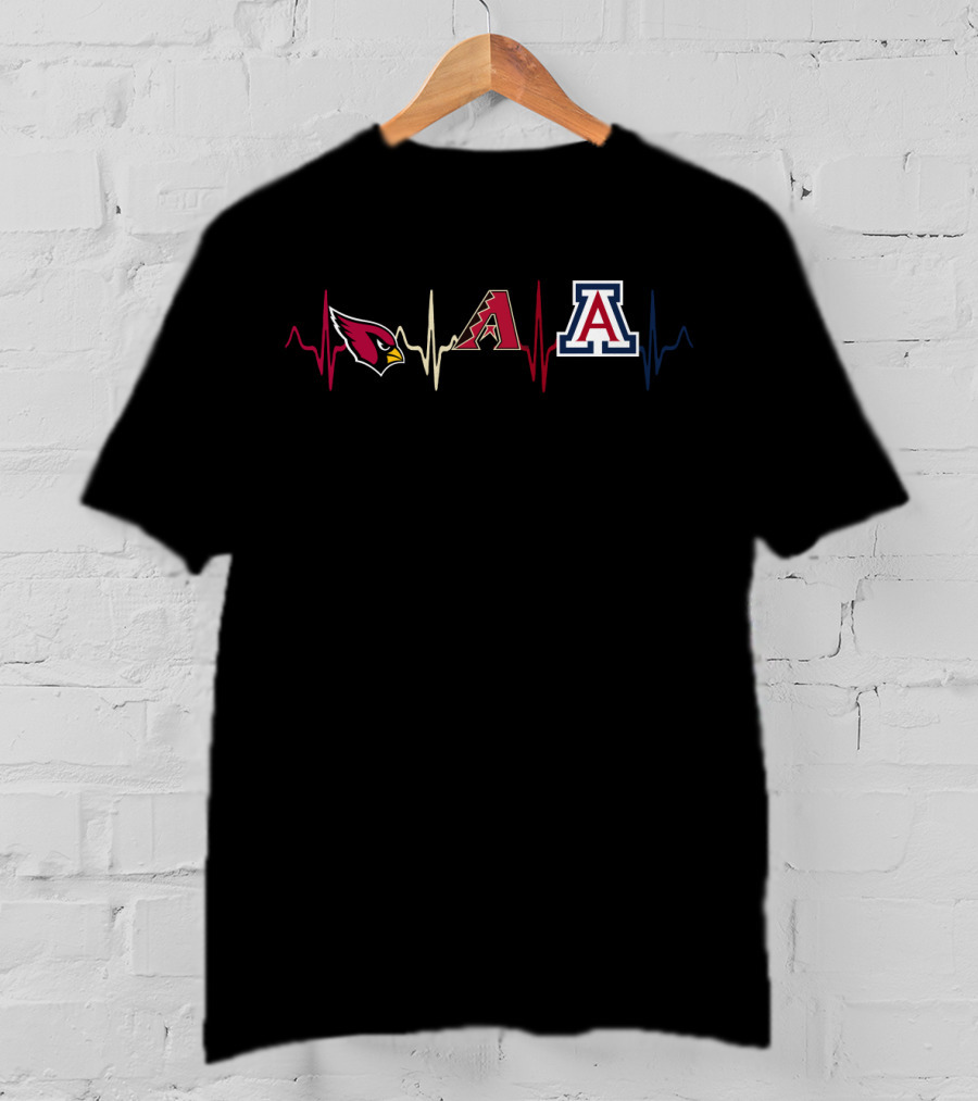 Cardinals Diamondbacks Wildcats Heartbeat Fan Pride T-Shirt