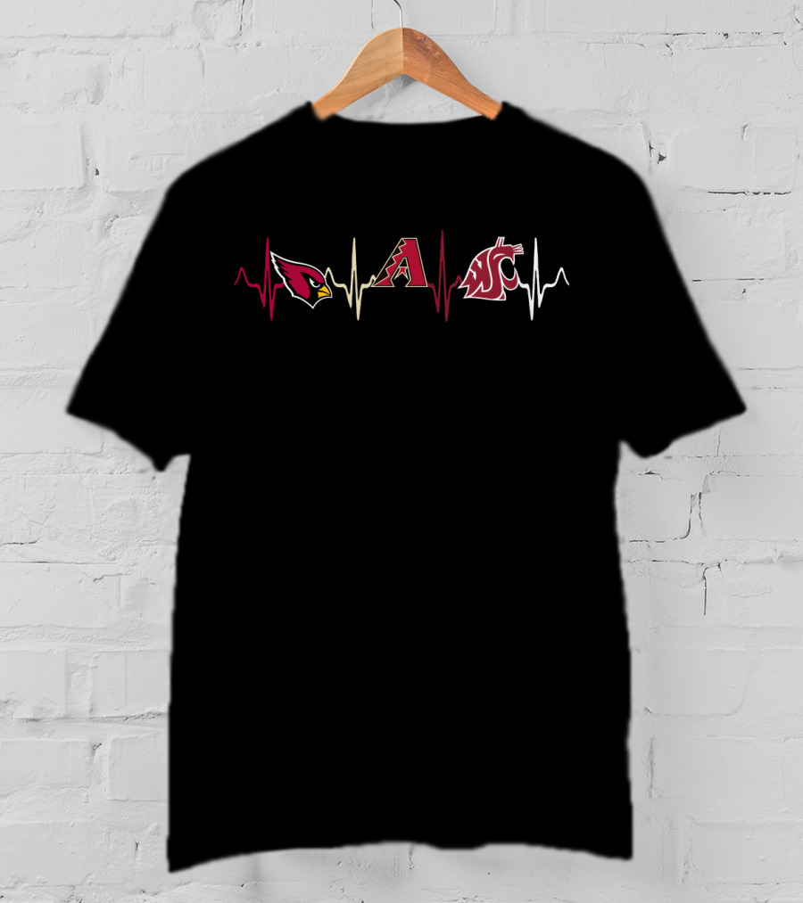 Love Cardinals Diamondbacks Cougars Heartbeat Wsc T-Shirt