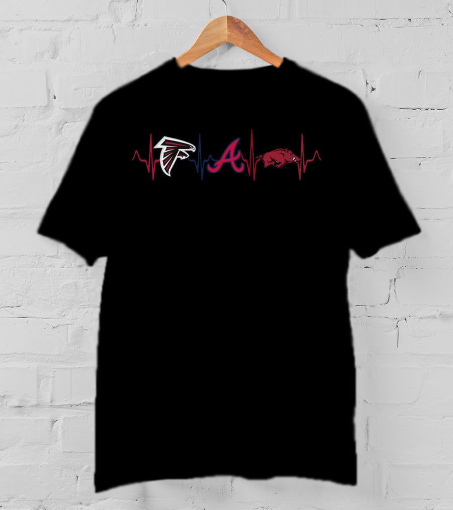 Falcons Braves Arkansas Razorbacks Heartbeat T-Shirt