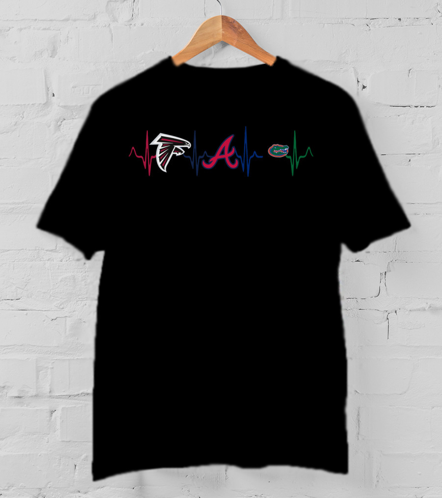 Falcons Braves Florida Gators Heartbeat T-Shirt