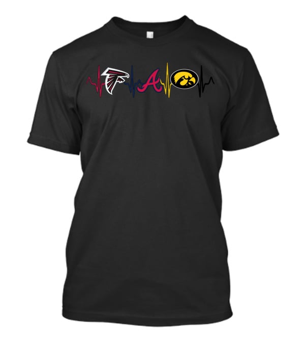 Love Falcons Braves Hawkeyes Fan Heartbeat T-Shirt