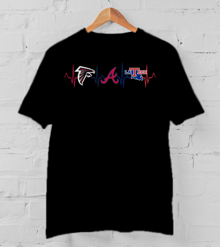 Love Falcons Braves Louisiana Tech Heartbeat T-Shirt