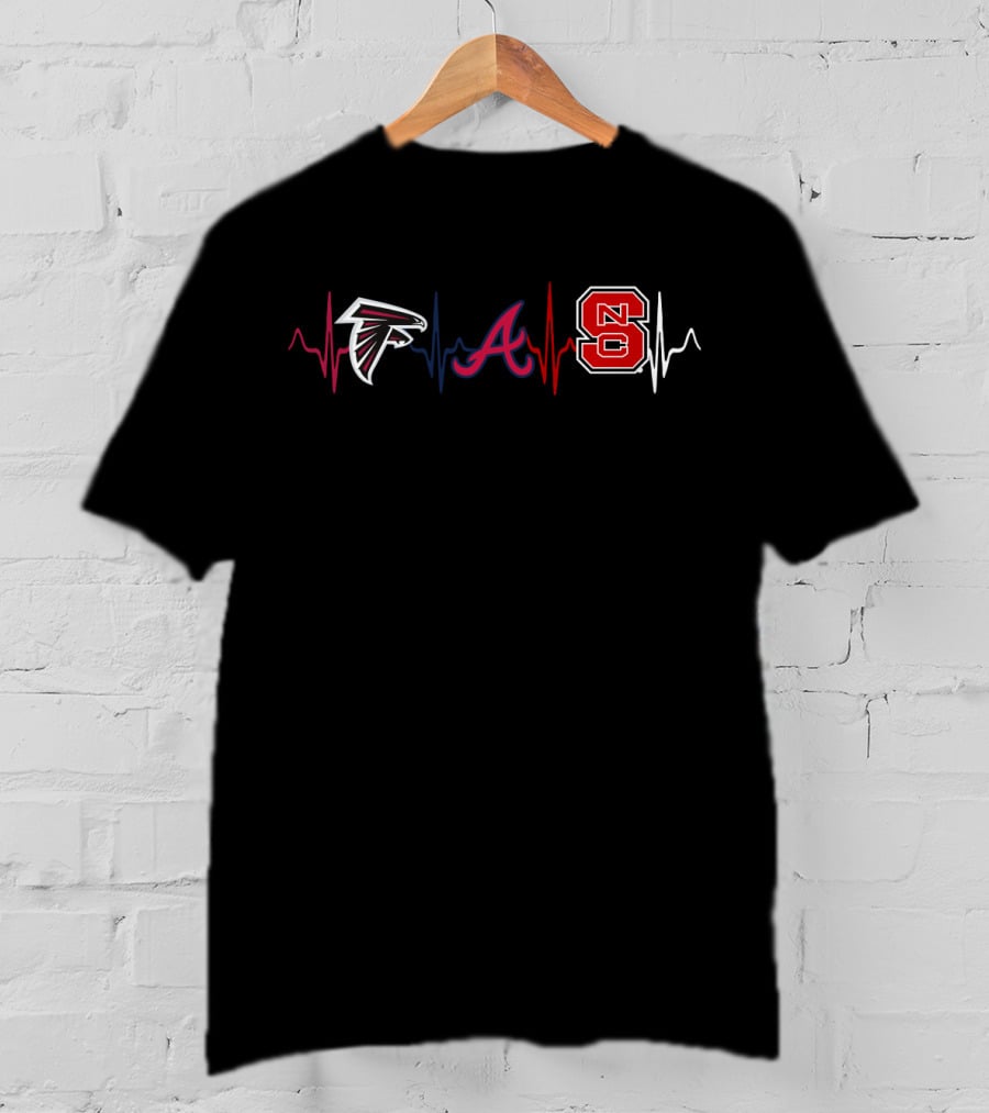 Falcons Braves Nc State Heartbeat T-Shirt