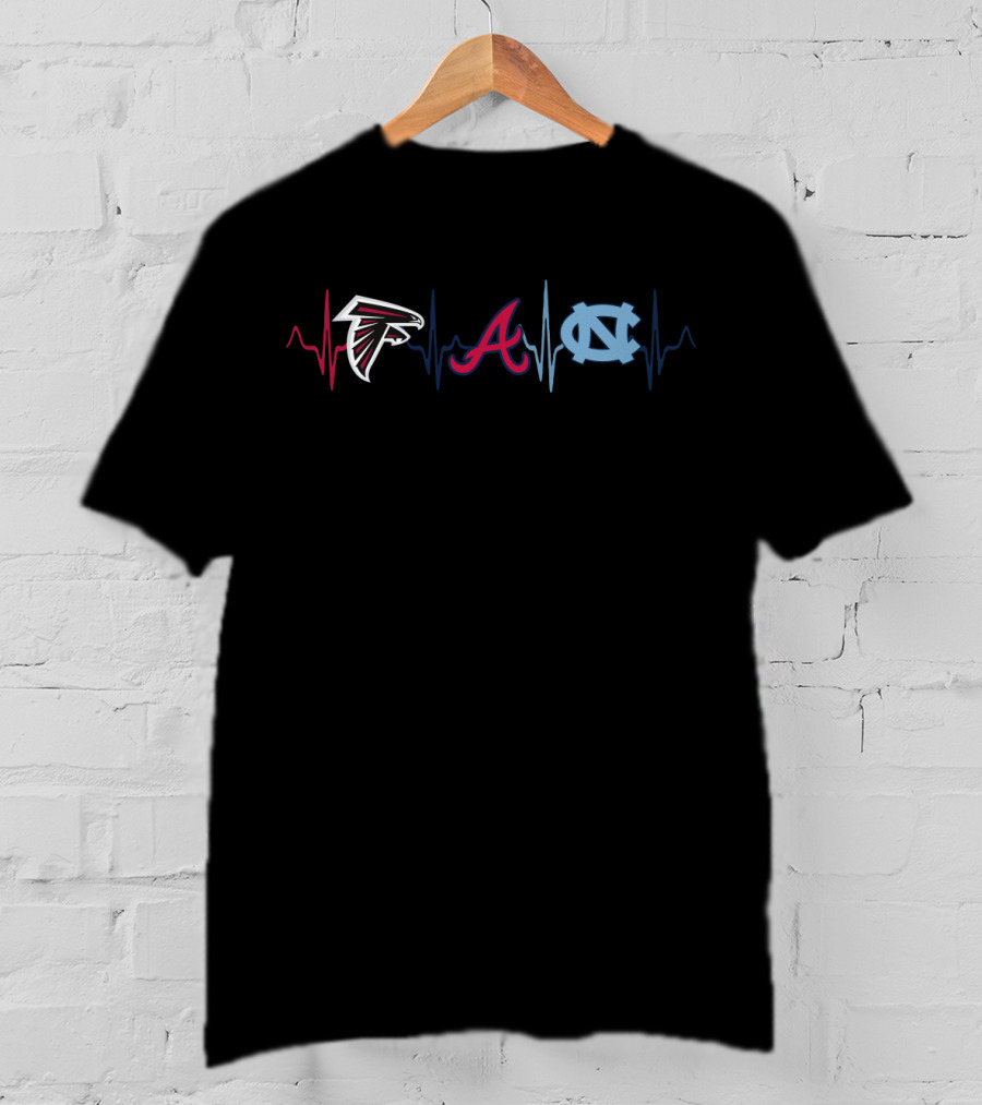 Atlanta Falcons Atlanta Braves North Carolina Tar Heels Heartbeat T-Shirt
