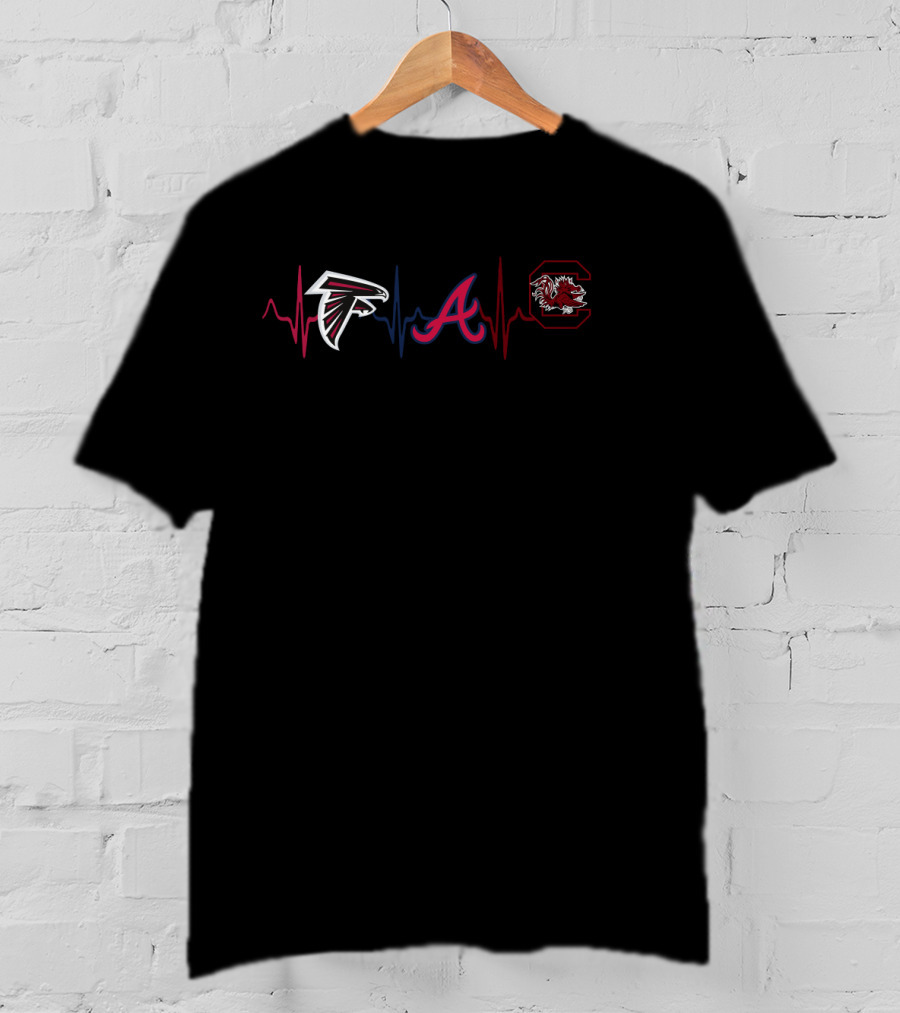 Falcons Braves South Carolina Gamecocks Heartbeat T-Shirt