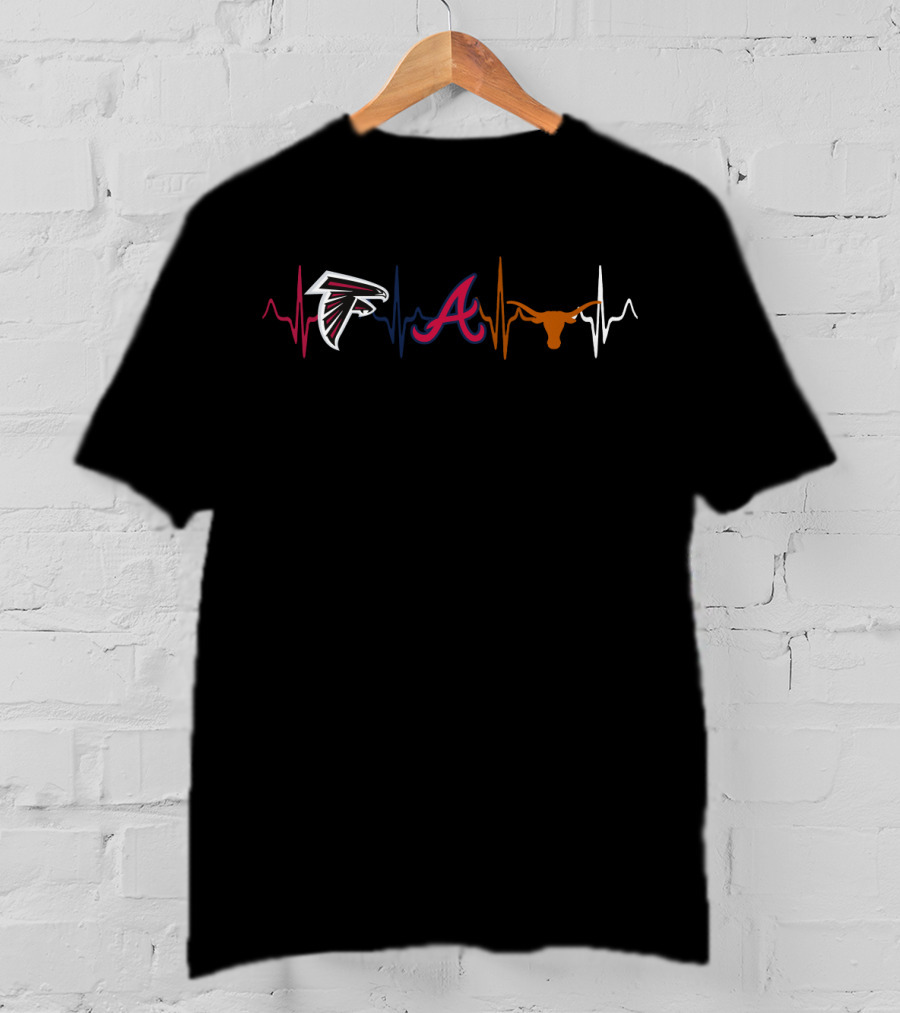 Falcons Braves Longhorns Heartbeat T-Shirt