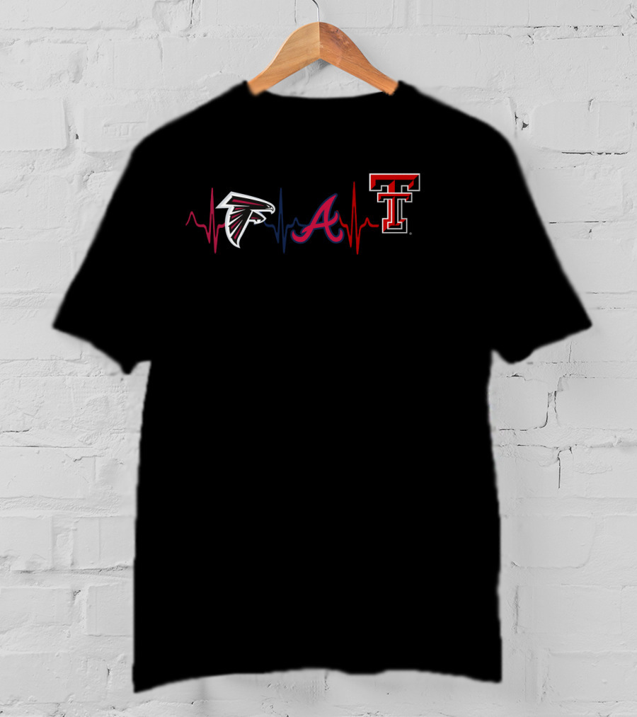 Love Falcons Braves Tech Heartbeat T-Shirt