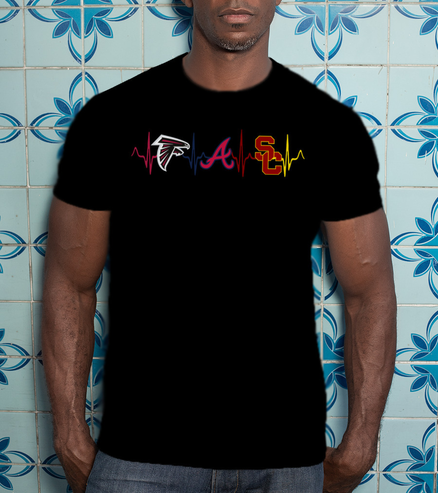Falcons Braves Usc Love Heartbeat T-Shirt