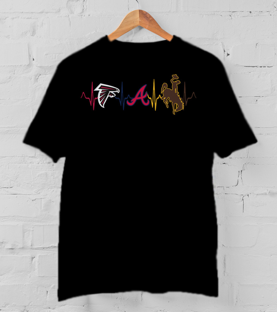 Falcons Braves Wyoming Cowboys Heartbeat T-Shirt