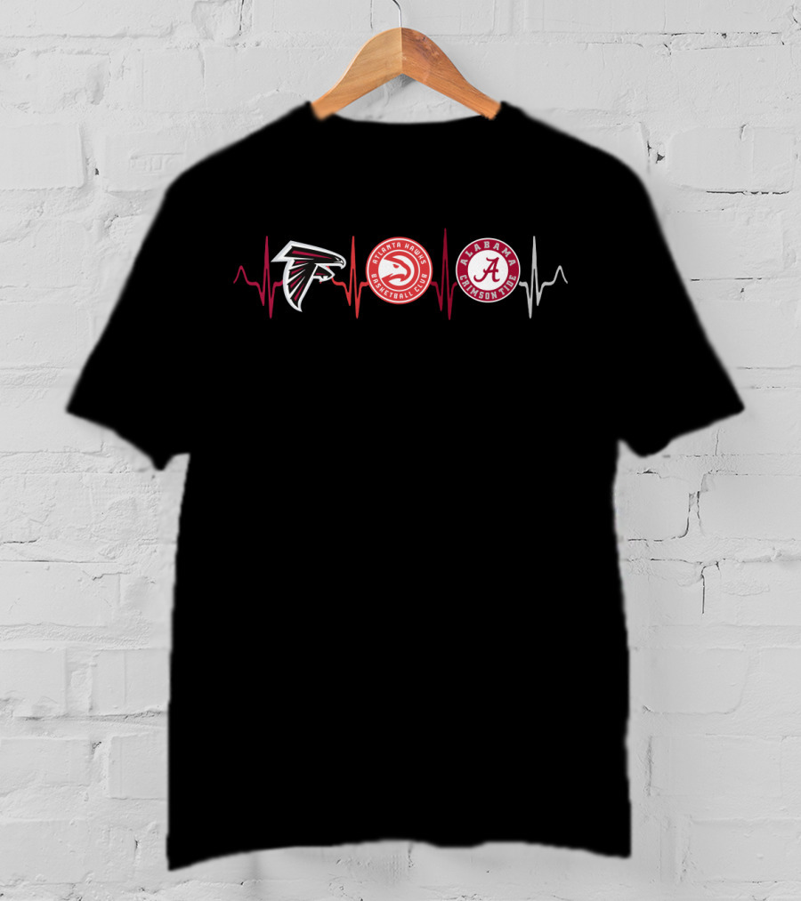 Atlanta Falcons Hawks Alabama Crimson Tide Heartbeat T-Shirt