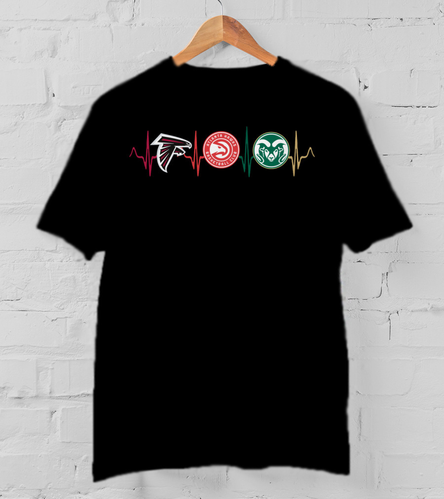 Atlanta Falcons Hawks Colorado State Rams Heartbeat T-Shirt