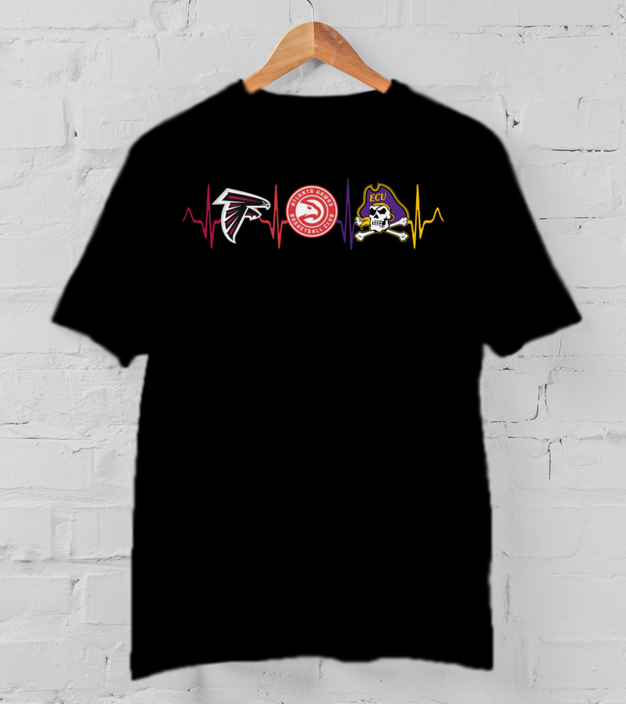 Atlanta Falcons Hawks Basketball Ecu Pirates Ekg T-Shirt