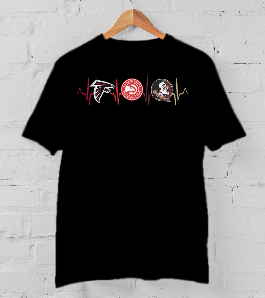Atlanta Falcons Hawks Florida State Seminoles Heartbeat Fss T-Shirt