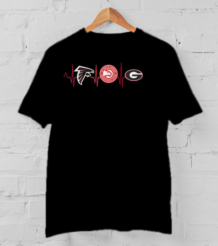 Atlanta Falcons Hawks Georgia Bulldogs Heartbeat T-Shirt