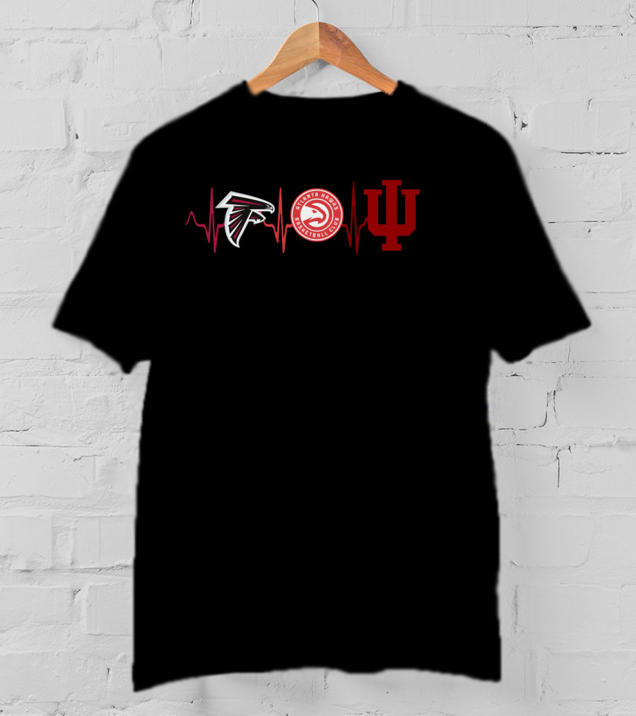 Atlanta Falcons Atlanta Hawks Indiana Hoosiers Heartbeat T-Shirt