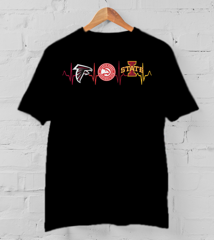 Atlanta Falcons Atlanta Hawks Iowa State Cyclones Heartbeat T-Shirt