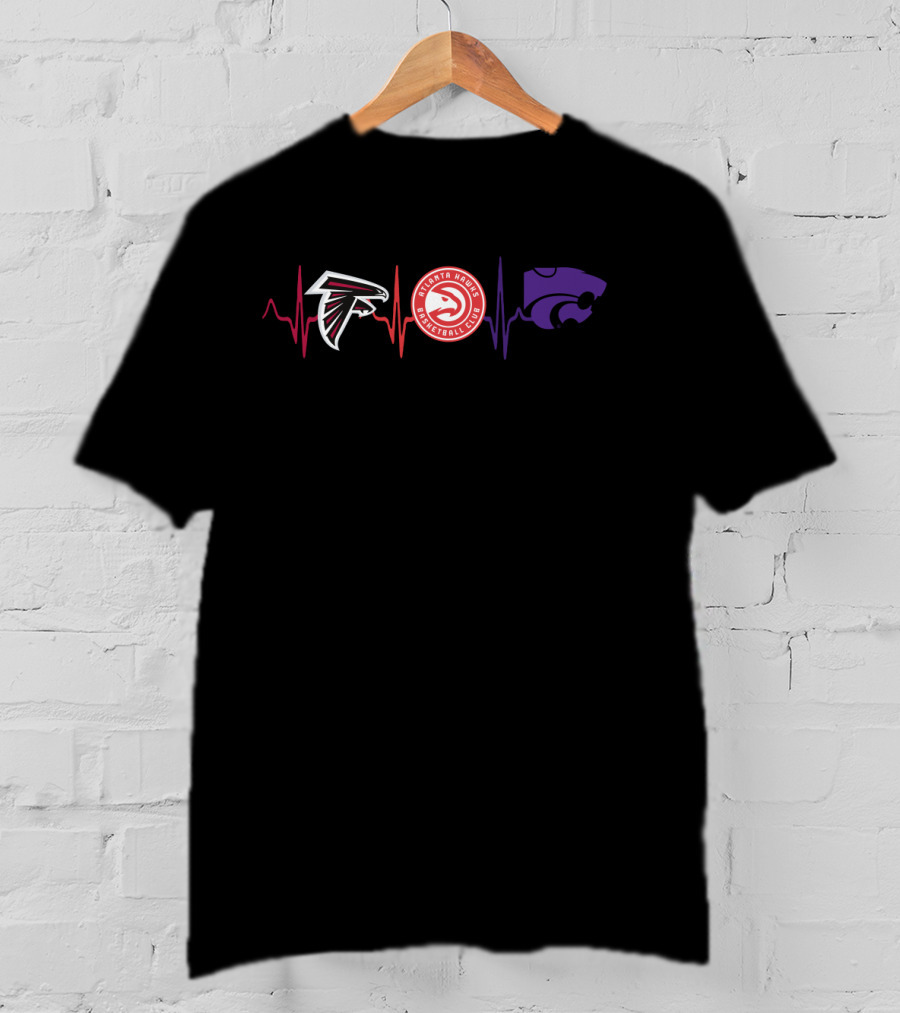 Atlanta Falcons Atlanta Hawks Kansas State Wildcats Heartbeat Love T-Shirt