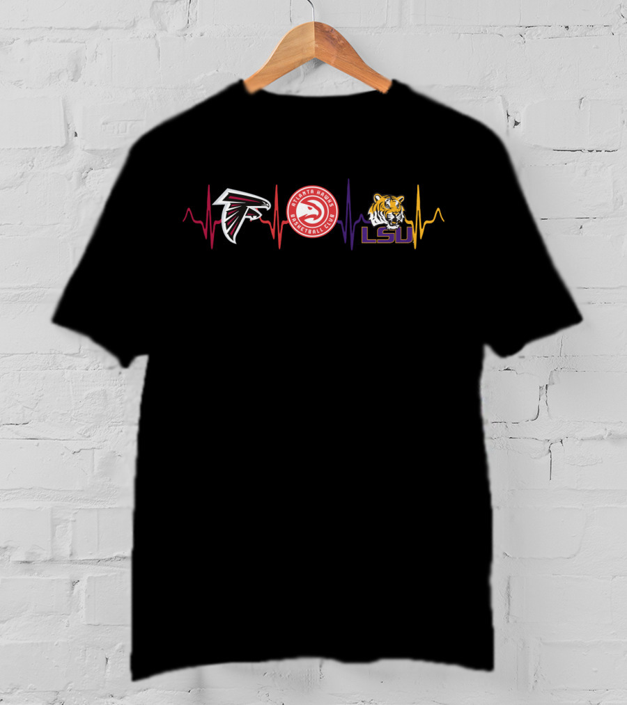 Atlanta Falcons Hawks Lsu Tigers Fan Heartbeat T-Shirt