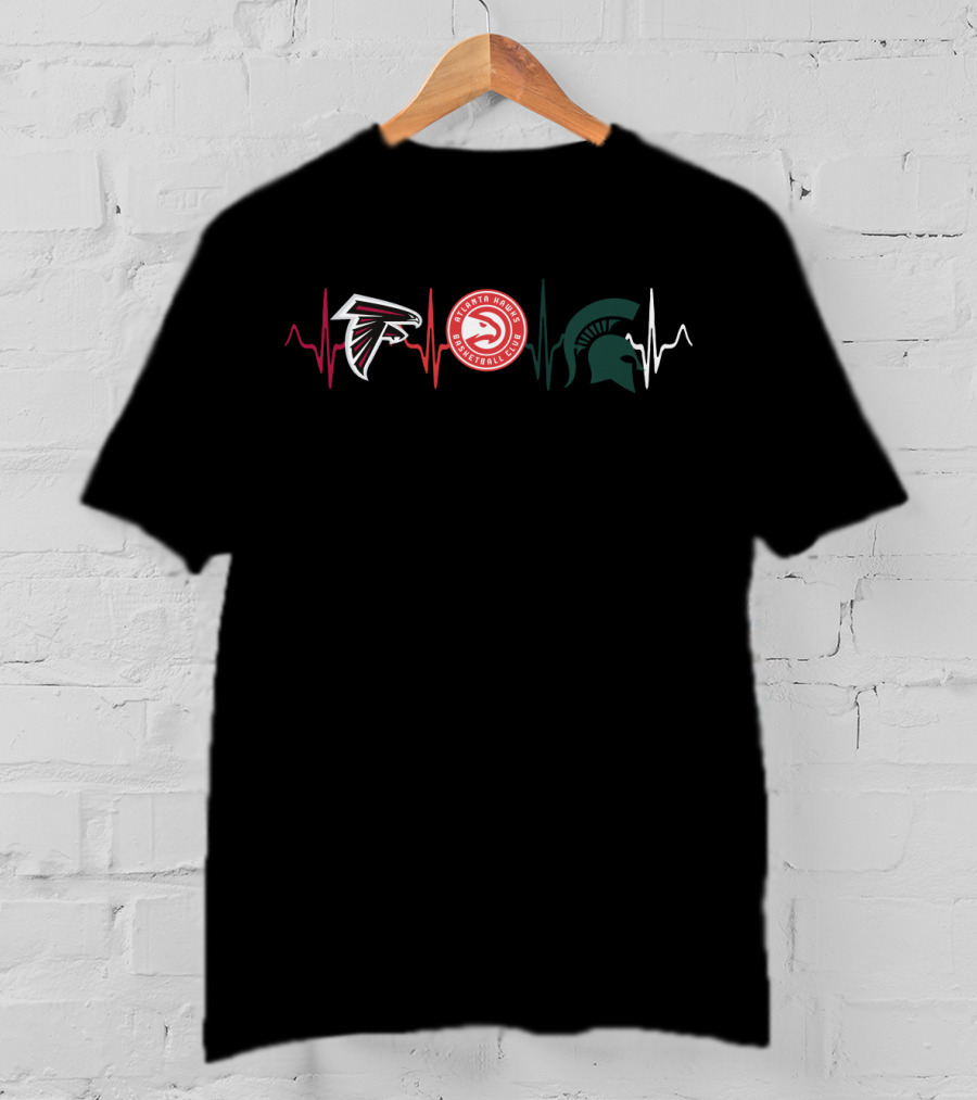 Atlanta Falcons Hawks Michigan State Spartans Heartbeat Mss T-Shirt