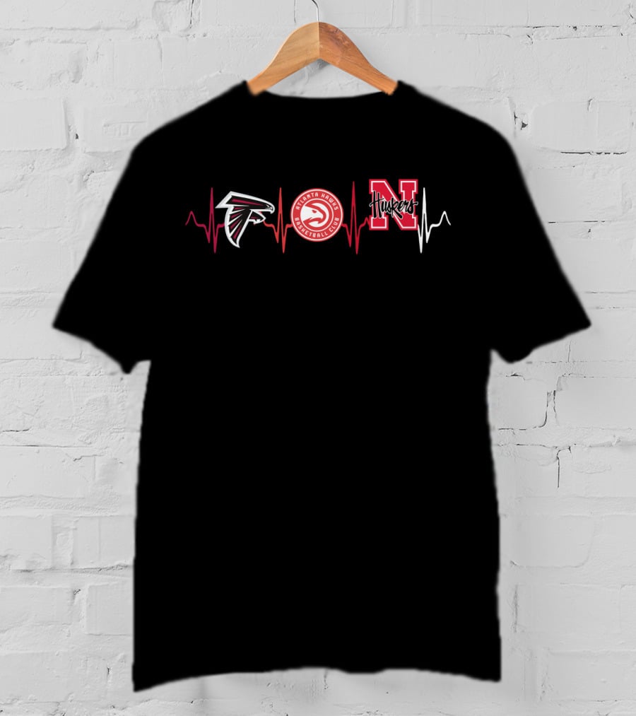 Atlanta Falcons Atlanta Hawks Nebraska Huskers Heartbeat T-Shirt